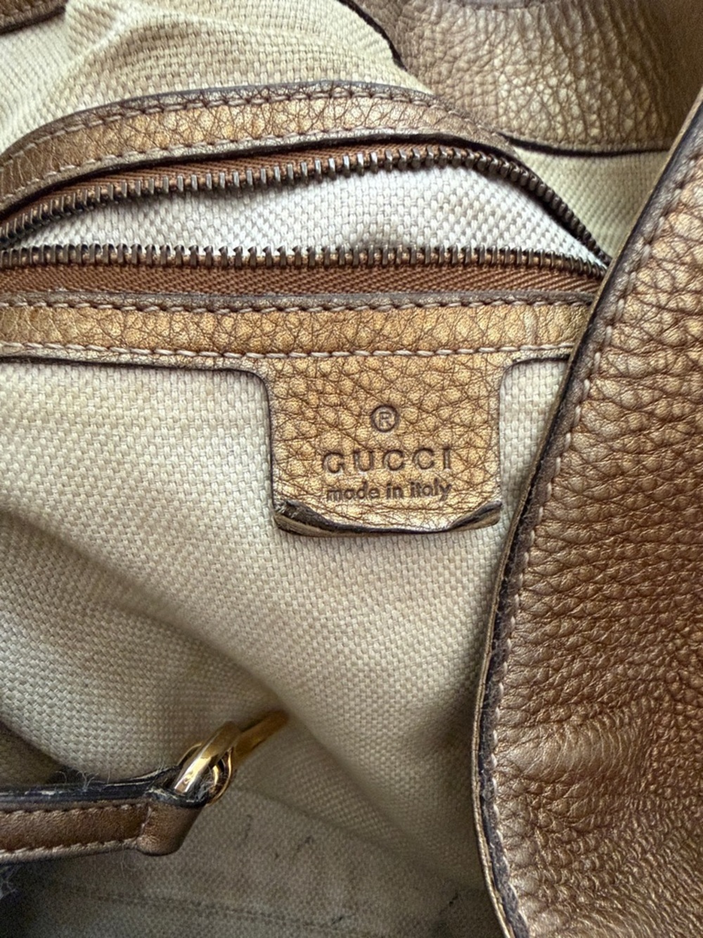 Gucci Soho Metallic Bronze Shoulder Bag with Tassel - Picture 10 of 13